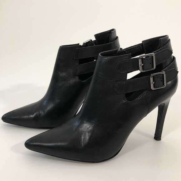 mango leather pointed ankle boots